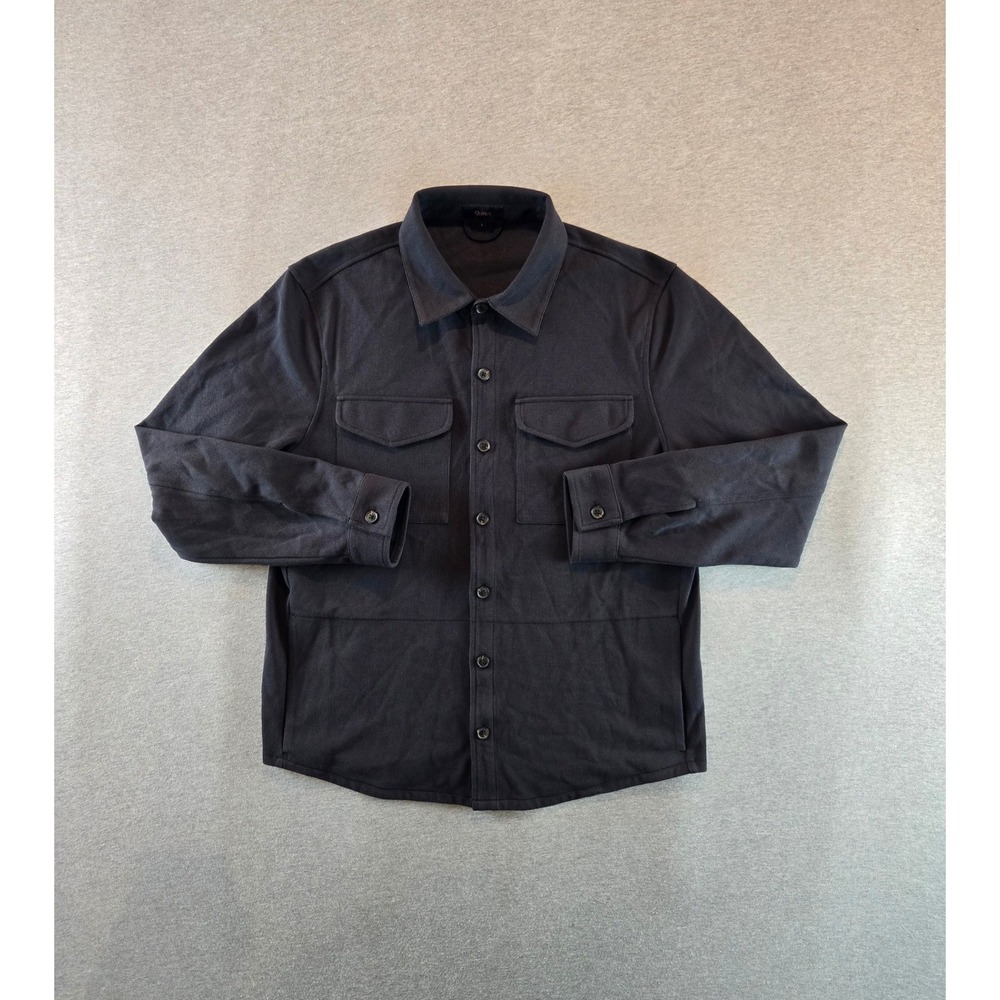 Quince Cotton Pique Knit Overshirt Mens Large Black Organic Blend Shacket L